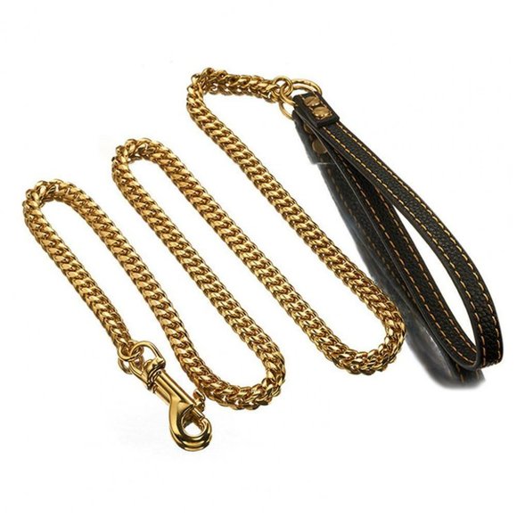 3ft Heavy Duty Chains Stainless Steel 18k Gold Plated Metal Chew-Proof D… - Picture 1 of 6